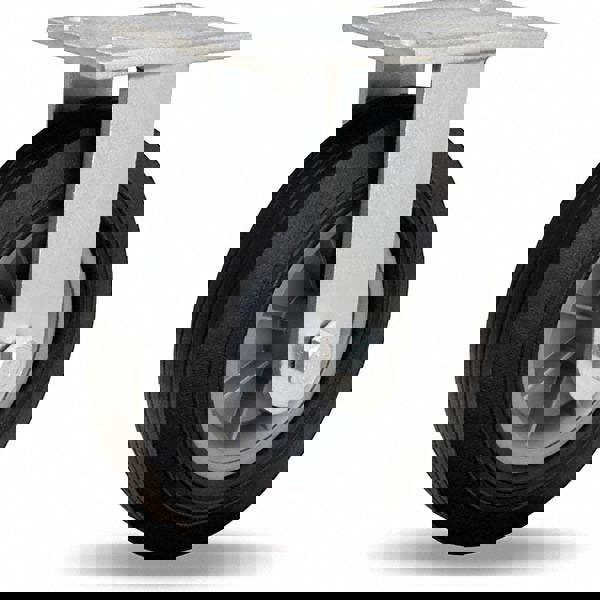 Rigid Top Plate Caster: Rubber, 10